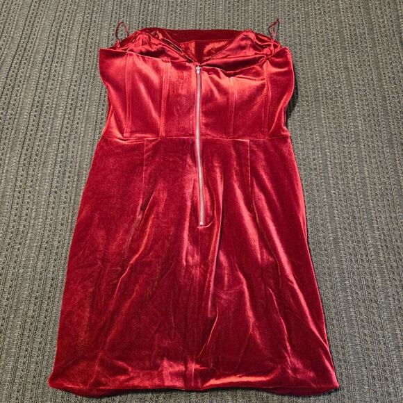 Bardot Claudette Mini Dress Deep Red Velvet Lolita Gothiclolita Holiday Party - Picture 7 of 13